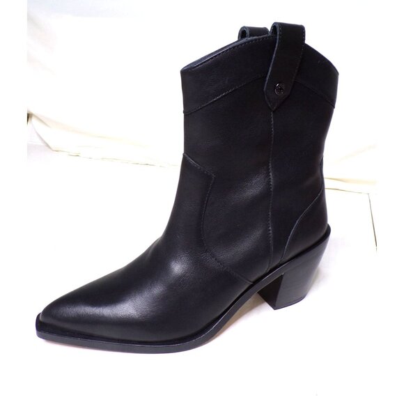 🆕7 FOR ALL MANKIND FREE PEOPLE Western Cowboy Bootie Ankle Boot 6 Black - Picture 9 of 16